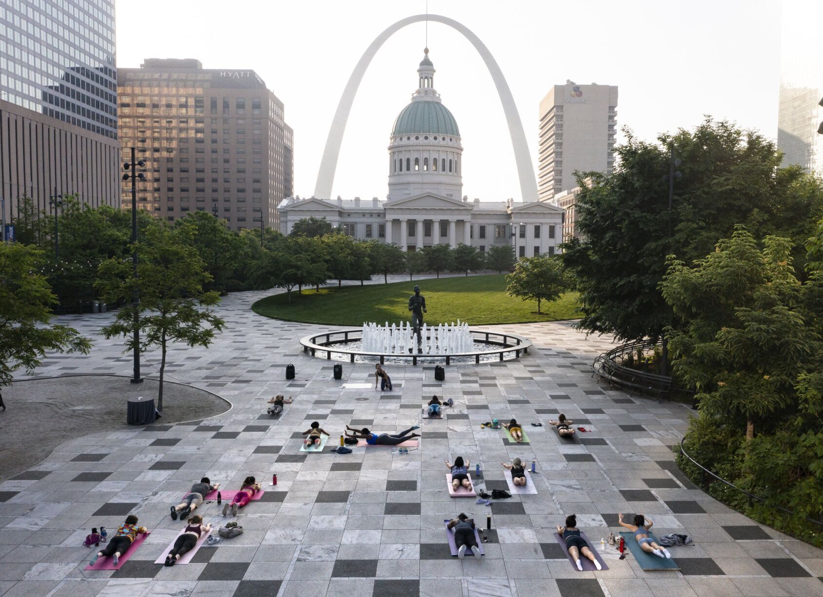 Sunrise boot camp at Kiener Plaza